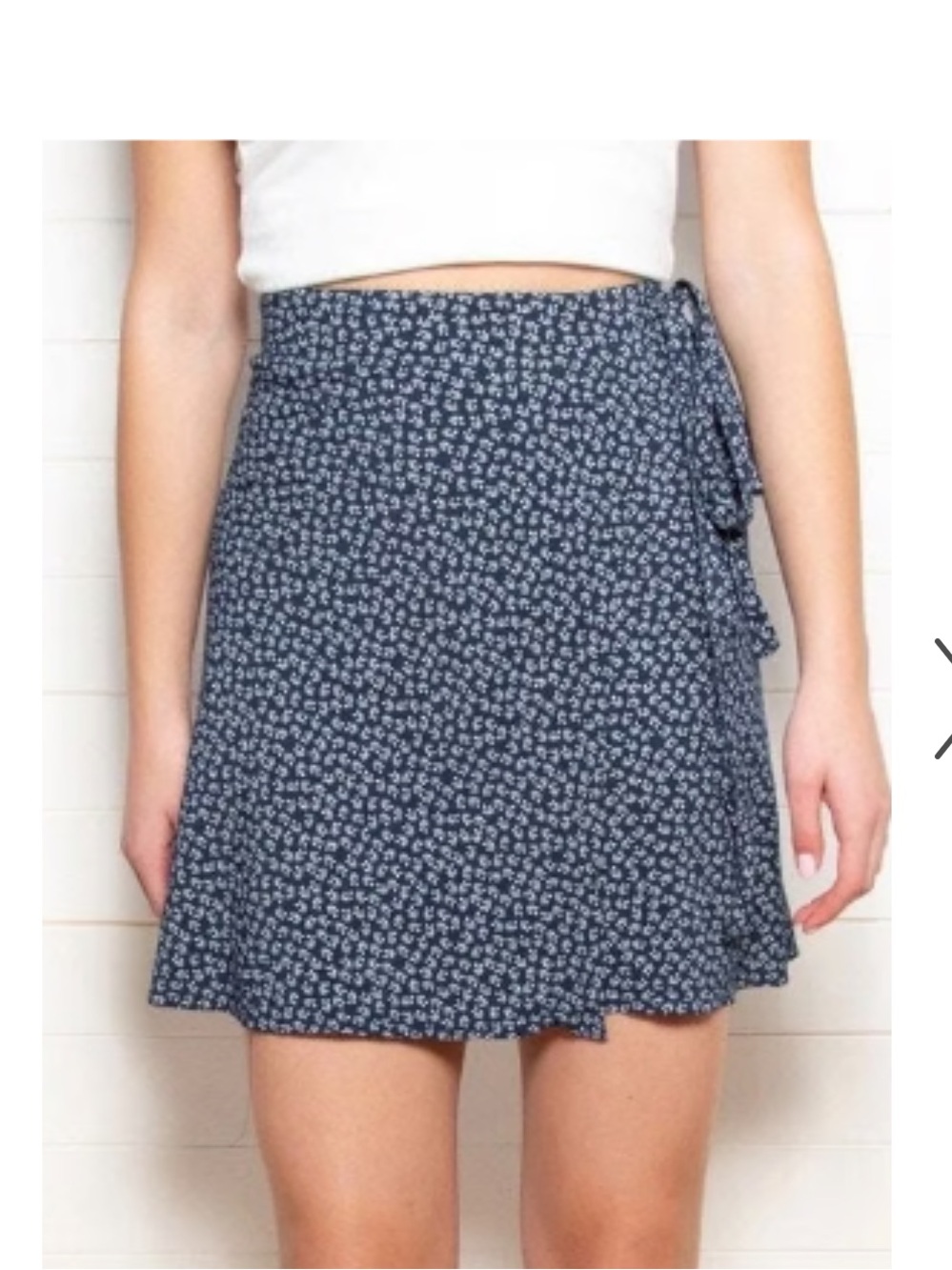 Brandy Melville Navy Blue Floral Wrap Skirt